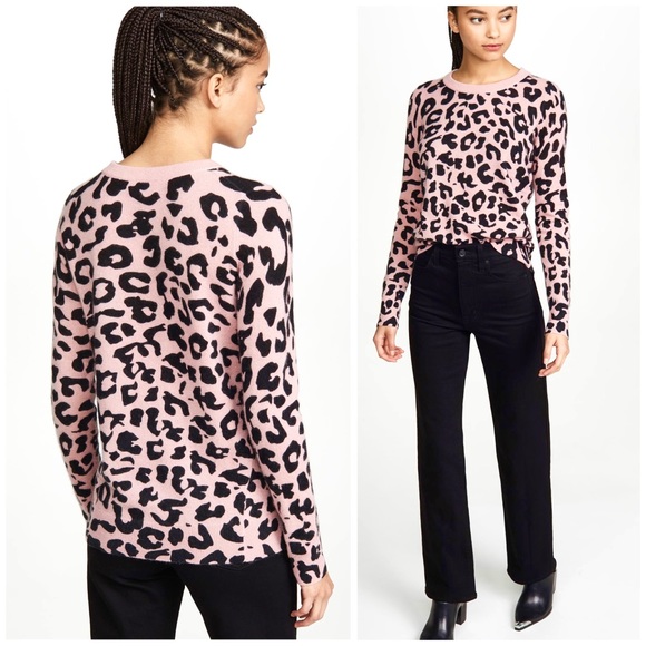 NWT White + Warren Cashmere Sweater Leopard - Picture 1 of 16